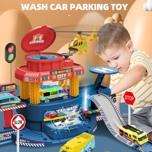 Station de lavage de voiture multifonctionnelle pour enfants avec lumière et musique, jouets de véhicules et camions - Product Image 1