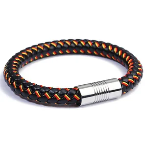 Braccialetto con bandiera da calcio in pelle bracciale con bandiera spagna Russia francia germania belgio