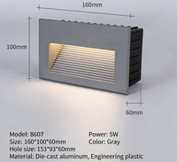Lampe de marche LED étanche IP65, lampe d'escalier murale encastrée, lumière de voie extérieure anti-éblouissement en aluminium