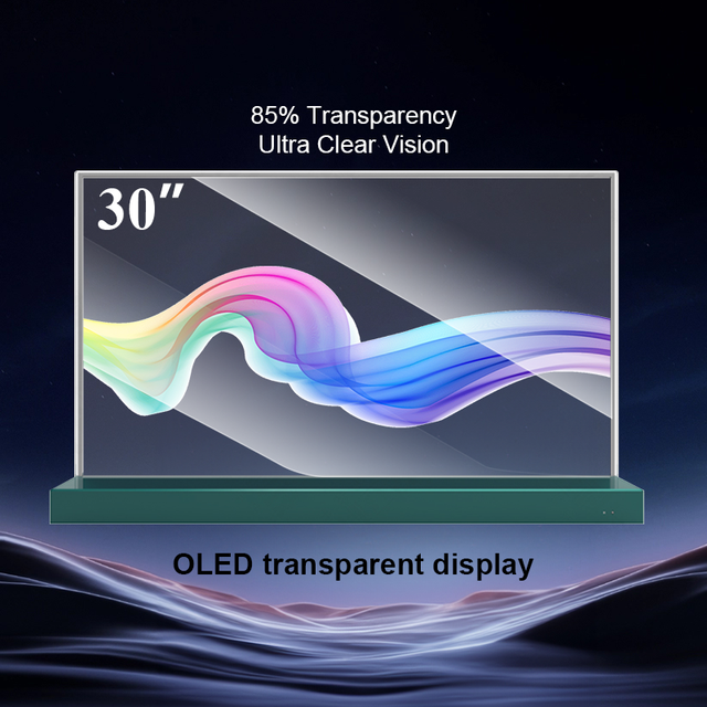 30/55 Inch Transparent OLED Horizontal Touchscreen Animation for Retail Digital Signage High Transmittance Advertising Glass