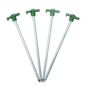 Piquet de tente en acier avec tête en plastique 7x250mm, clou de sol coupe-vent pour tentes de camping et bâches de plage - Product Image 2