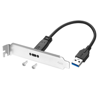 Cable de Extensión Bochara USB 3.0 Tipo A Macho a Tipo C 3.0 Hembra, 9+1 Núcleos, Blindado con Lámina y Trenzado, con Soporte de Panel