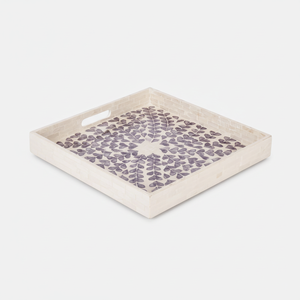 Una impresionante pieza central independiente en su hogar Vacaciones árabes Ramadán Eid Floral Madre de perla Bandeja para servir con incrustaciones - Product Image 1