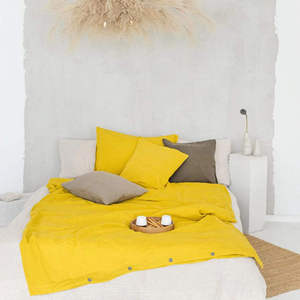 300TC Stonewashed <b>Yellow</b> 100% Cotton Solid Duvet Cover with 2 Pillow Cases Custom Size European-American Style <b>Bedding</b> - Product Image 5