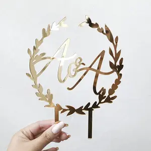 Mirror Acrylic Cake Topper Display Laser Cut customize Acrylic Cake Toppers for Party Wedding Birthday Decorations