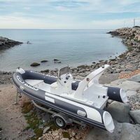 Bateau pneumatique bleu foncé de 18 pieds, modèle Rib 540, certifié CE, en PVC ou Hypalon, bateau de mer RIB-540B