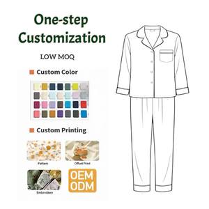 Pigiama in bambù personalizzato con stampa gratuita, maniche lunghe, casual, per mamma e figlia, nuovo design, abbigliamento da casa, pigiama da donna. - Product Image 4