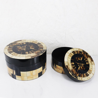 Grande boîte à bijoux en bois colorée incrustée de corne, décor mosaïque brillant, étui de rangement pour colliers, bagues, accessoires de bureau, maison et bureau