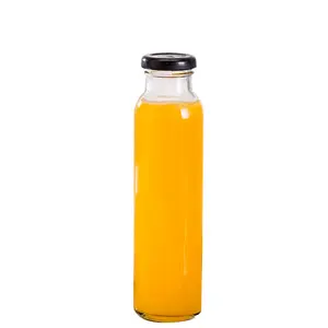 定制12盎司16盎司时尚圆形水果橙汁玻璃瓶带盖