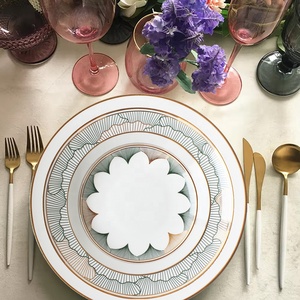 <b>Leaf</b> Plates Party Ceramics Luxury Plates Restaurant Ceramic <b>Light</b> Gold Content Plates Dinnerware Sets - Product Image 6