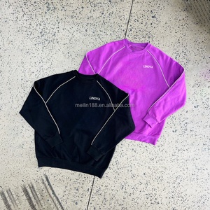 Custom 100% Cotton Crew Neck <b>Sweater</b> and Sweatpants <b>Set</b> 3m Reflective Stripe Sweatsuit Jogging <b>Set</b> Design Tracksuit Manufacturer - Product Image 2