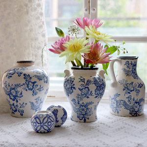 Vases à fleurs hydroponiques en <span class=keywords><strong>céramique</strong></span> bleue et blanche de style Qinghua, design artistique chinois Feng Shui vintage, décoration de mariage et de maison - Product Image 1