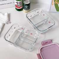 Vente flash - Contenant alimentaire en verre borosilicate avec séparateur / Pot de conservation des aliments / Contenant pour préparation de repas compatible micro-ondes