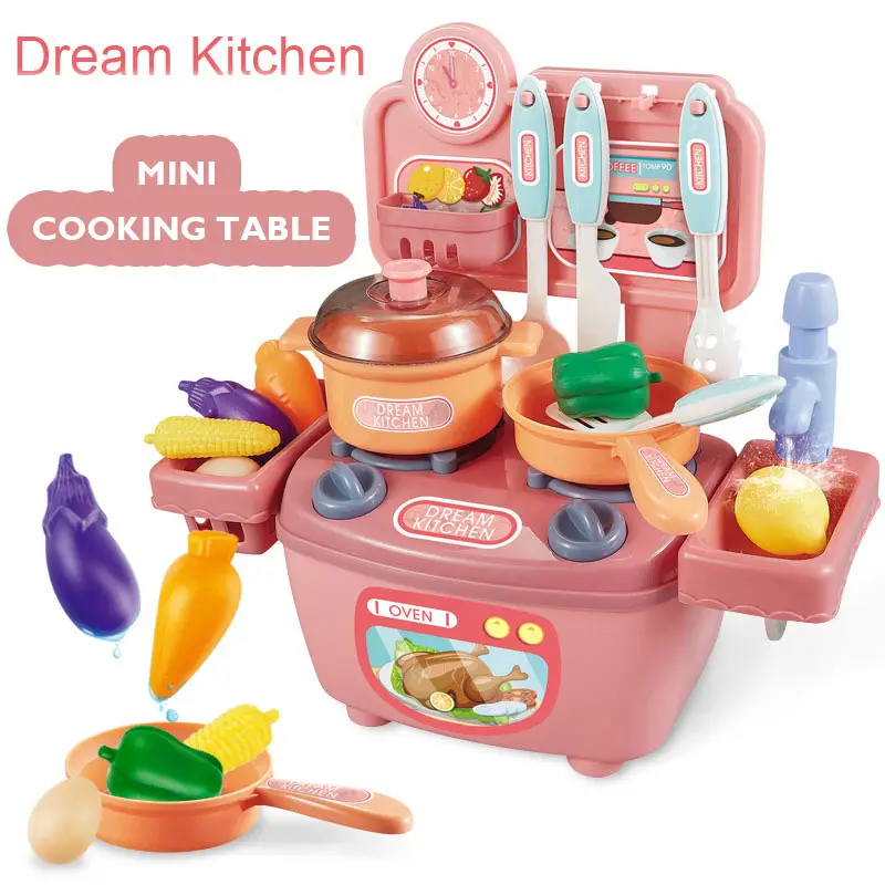 Wholesale Mini Cooking Play Table Set plastic toy Kitchen Set Toy Funny Educational Toy pretend play for girl