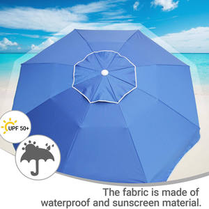 Parasol de patio extérieur bleu en polyester 3M avec manivelle manuelle inclinable, protection anti-UV, style côtier, pour la plage - Product Image 3