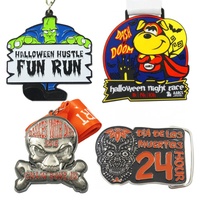 Médaille de course à pied en métal doré, conçue par le fabricant, pour les courses de 5 km et 10 km, médaille personnalisée pour le marathon d'Halloween, médaille de course virtuelle