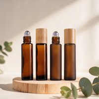 Perfume de Aceites Esenciales Ideal para Dormitorio, Oficina y Viajes, Botella de Vidrio de Haya con Tapa de Rosca, Tapa de Bambú, Botella con Rodillo de Vidrio