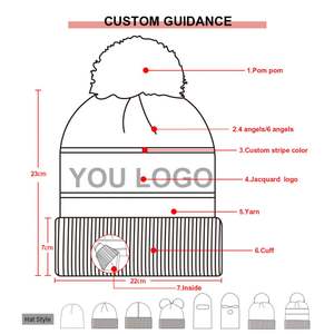 Qianzun – Bonnet personnalisable avec votre logo, 100 % acrylique, doublure polaire, pompon, broderie, motif jacquard, bonnet à pompon - Product Image 4