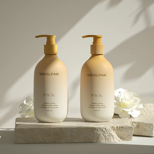 Bouteille de shampooing et de lotion pour le corps en PET ronde de 1000 ml, design unique <span class=keywords><strong>bleu</strong></span> et blanc, avec pulvérisateur à pompe et revêtement UV imprimé à l'écran - Product Image 4