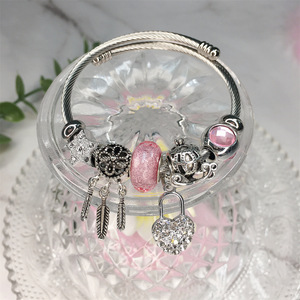 Open Charm <strong>Bracelet</strong> <strong>Dreamcatcher</strong> Electroplating DIY Heart Lock Stainless Steel <strong>Bracelet</strong> Wholesale - Product Image 2