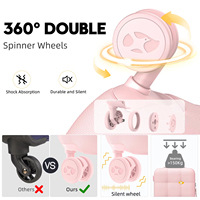 Ensemble de bagages rose élégant MGB, ensemble de 2 pièces mignon, valise cabine rigide en PC avec sac à main, roulettes pivotantes, ensemble de valises de maquillage pour fille