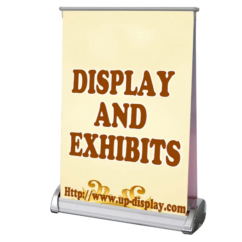 Présentoir d'affiche de bannière enroulable double face Support de bureau A3/A4 enroulable de table léger enroulable rétractable pour exposition d'exposition