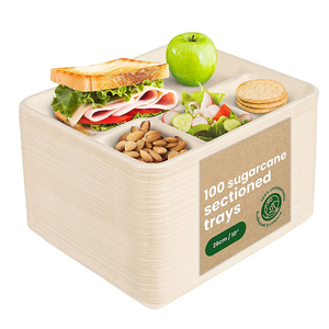 Plateau de service compostable en bagasse de canne à sucre à 5 compartiments, écologique, vente en gros pour la restauration événementielle - Product Image 2