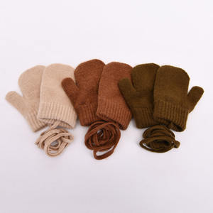 Chapeau à Double couche épais et chaud pour enfant, tricoté en laine cachemire, gants, collection hiver, - Product Image 2