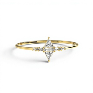 Luxury 18K Gold Plated Rhombus Diamond Ring <b>Cluster</b> Band Tapered Baguette Multi Shape Diamond Minimalist Engagement Ring Jewelry - Product Image 1
