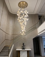 Suspension LED moderne en cuivre, design branche d'arbre en céramique avec pétales de magnolia blancs, commande par interrupteur, AC 220V, pour intérieur, salon, hall d'hôtel