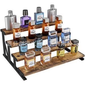 Iron and wood combination perfume display rack, multi-tiered <b>shelf</b>, kitchen spice rack, figurine storage rack - Product Image 5