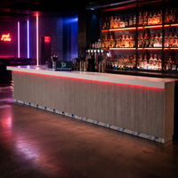 Comptoir de bar en forme de L, moderne, blanc et gris, avec éclairage RGB, pour boîte de nuit, restaurant, hôtel, bar à cocktails, haute qualité