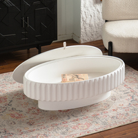 Table basse en bois de style moderne vintage pour salon, table basse ovale vintage avec rangement pour la maison
