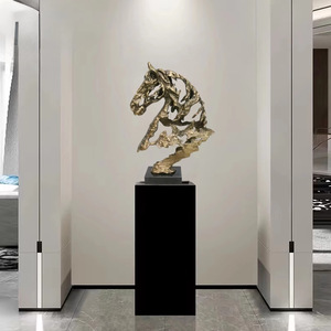 Abstract Cast Aluminum Animal Head Sculpture Minimalist Handmade Tabletop <b>Decor</b> For Hotel Lobby Office Clubhouse Living Room - Product Image 5