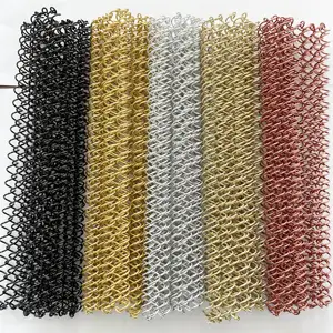 Decorative Wire Mesh Curtains Gold Decorative Metal Coil Aluminium Alloy Wire Screen Mesh Ceiling Curtain Chain Link Strip Drapery For Interior Decoration