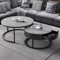 Table basse en pierre de luxe nordique, avec rangement, extensible, moderne et minimaliste, en fer, pour salon, maison, petit appartement