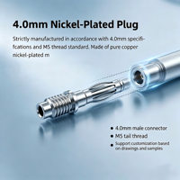 Connecteur mâle banane nickelé 4,0 mm OEM ODM avec filetage M5 selon dessin et échantillon