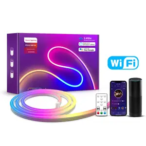 Gran oferta WiFi BT RGB LED neón Flexible silicona ambiente tira de luz inteligente DIY digital tira de luz para correr