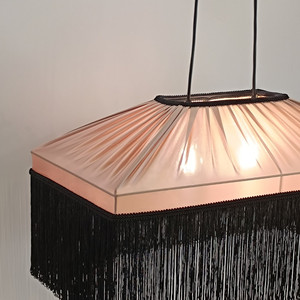 Tiffany Stof Zijdeachtig Gewassen Rechthoekige Handgemaakte Lampenkap, Hanglamp. - Product Image 3