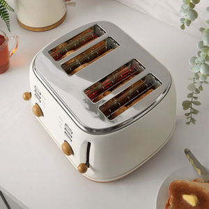 <span class=keywords><strong>Grille</strong></span>-<span class=keywords><strong>pain</strong></span> automatique 4 tranches en acier inoxydable <span class=keywords><strong>et</strong></span> finition texturée <span class=keywords><strong>bois</strong></span>, <span class=keywords><strong>blanc</strong></span>, réglages de brunissage larges, décongélation, réchauffement, levage élevé, occasion - Product Image 6