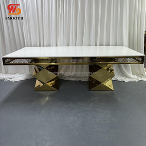 Mesa de Boda Elegante y Moderna de Acero Inoxidable Dorado para Novios, Mesa de Comedor para Restaurante de Hotel de Lujo - Product Image 1
