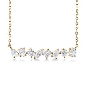 1 1/10 Ctw Scatter Multi Cut Lab Diamond DEF Collar de moda en oro amarillo de 14K - Product Image 3