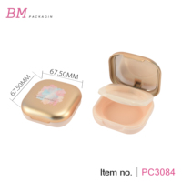 Emballage cosmétique carré arrondi récipient compact de poudre boîte de fond de teint de poudre à double couche