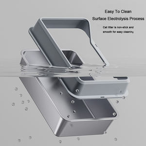 Kitty bac à litière toilette en acier inoxydable bac à litière pour chat fermé Extra Large entrée supérieure anti-éclaboussures bac à litière avec couvercle - Product Image 3