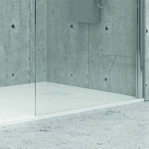 Kamalu bianco moderno 100x140 quadrato piatto doccia in pietra resina e acciaio inox per alberghi - Product Image 3