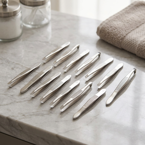 Maclura Classic Eyebrow Tweezers Non-slip Striped Stainless Steel Slanted Tip False Eyelash Auxiliary <b>Tool</b> Eyebrow <b>Clip</b> Beard - Product Image 2