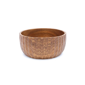Juego de tazones tallados en madera de acacia Japandi, aptos para alimentos y perfectos como regalo, con tazones de 25 cm, 20 cm y 14 cm de Indonesia. - Product Image 1