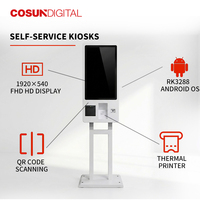 Kiosque de commande en libre-service avec écran tactile Full HD de 21,5 pouces, terminal de paiement tout-en-un pour restaurant, fast-food
