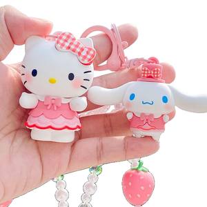 Echte geruite Strawberry Series KT handgemaakte touwgesp schattige cartoon schattig meisje hart tas hanger - Product Image 5