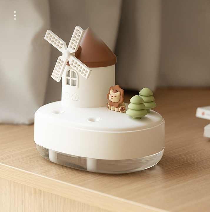 Humidificateur de boîte à musique sans fil Mini Cute Pet Double Spray Gift Night Light Humidifier with Big Mist